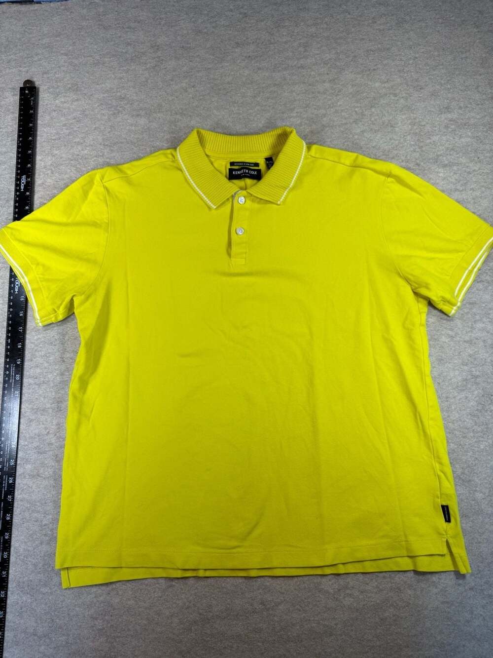 Kenneth Cole New York Mens XL Yellow Polo Shirt Short Sleeve Designed New York